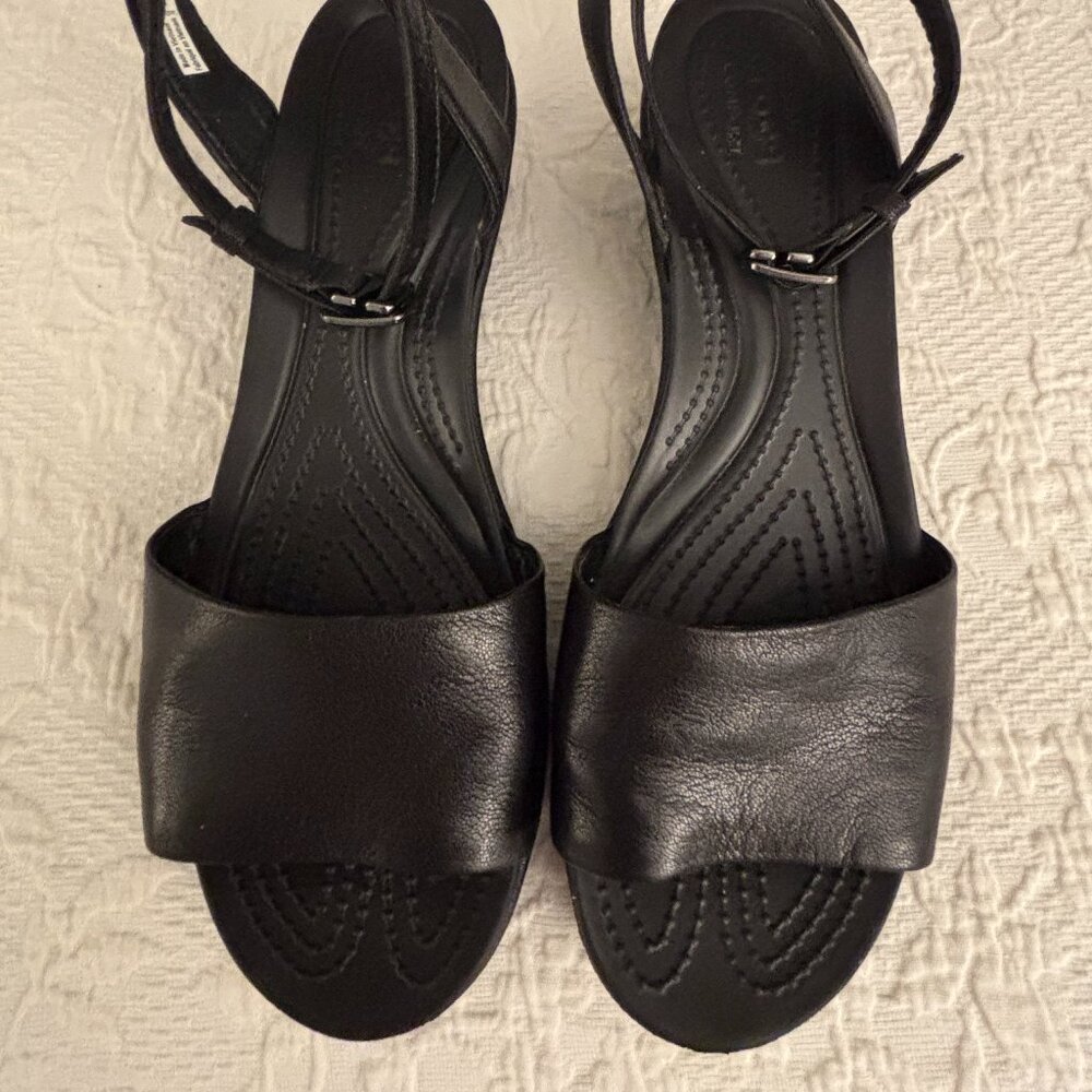 Crocs Black Low Wedge Sandals